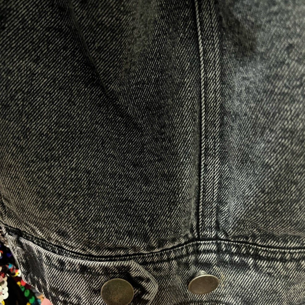 Flying Tomato Sequin Sleeve Denim Jacket Black L New Glam Festival - Picture 5 of 13
